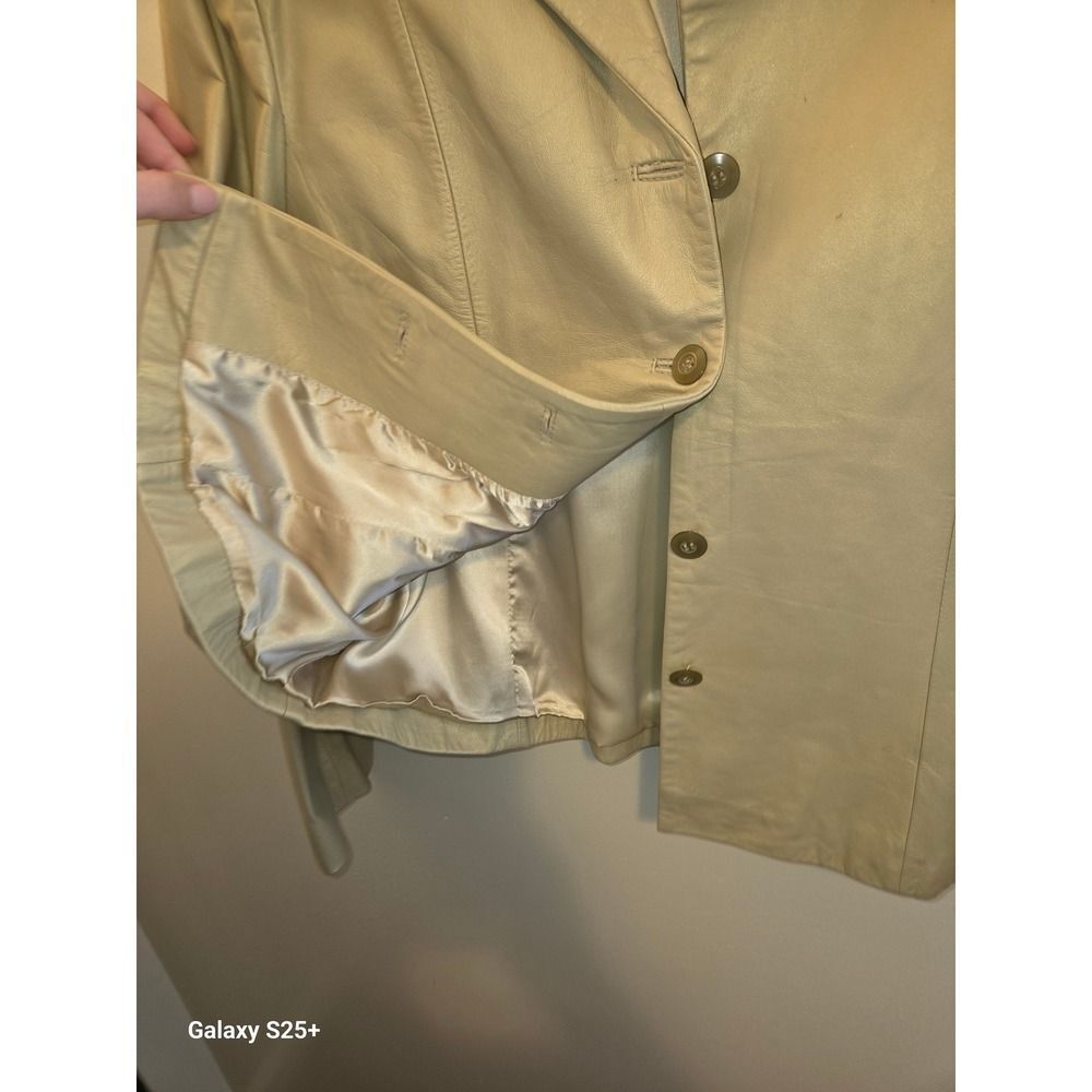 Vintage Champagne Metallic Leather Blazer Jacket Womens Medium INC-40056 Gold - Picture 5 of 5